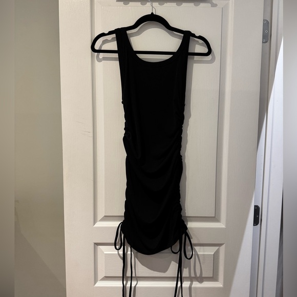 Black Ruched Ribbed Tank Mini Dress - Picture 2 of 4